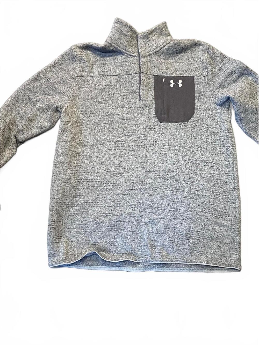Under Armour Men's Loose Fit Gray Quarter Zip Sweatshirt with Chest Pocket